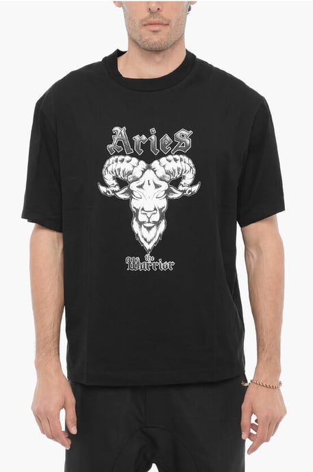 Slim Fit ARIES THE WARRIAR T-shirt met ronde hals in zwart - Image 1