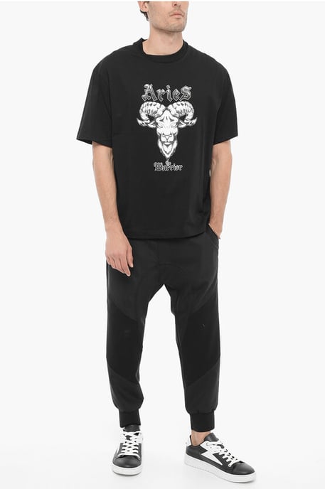 Slim Fit ARIES THE WARRIAR T-shirt met ronde hals in zwart - Image 4