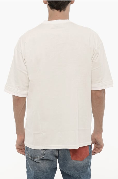 Crew-neck T-shirt with Removable Chain and Logoed Embroidery in White - Image 2