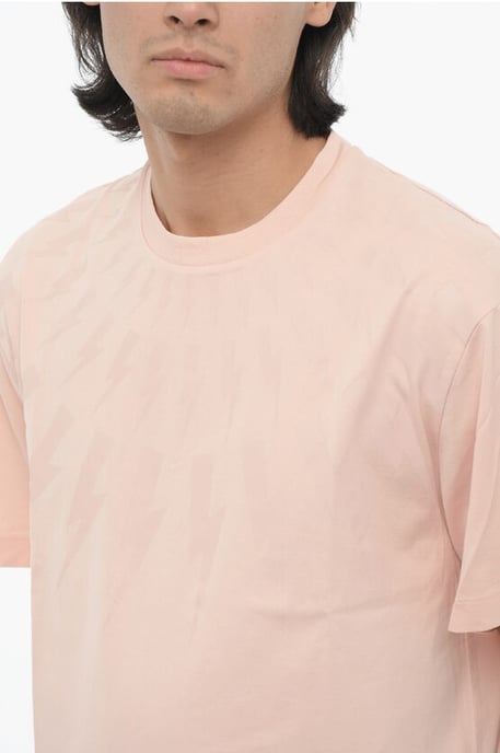 Slim fit FAIRISLE THUNDERBOLT Rundringad T-shirt med Topp i Rosa - Image 3