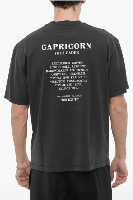 Slim Fit CAPRICORN THE LEADER Crew-neck T-shirt in Gray - Image 2
