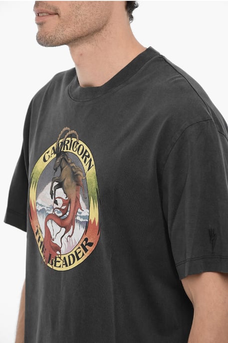 Slim Fit CAPRICORN THE LEADER Crew-neck T-shirt in Gray - Image 3
