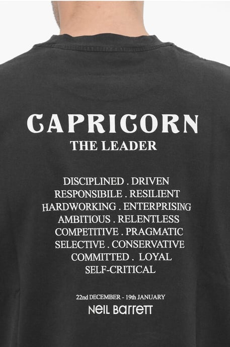 Slim Fit CAPRICORN THE LEADER Crew-neck T-shirt in Gray - Image 4