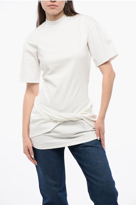 Solid Color Cotton Crew-neck T-shirt in White - Image 1
