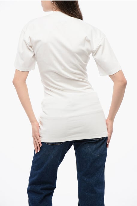 Solid Color Cotton Crew-neck T-shirt in White - Image 2