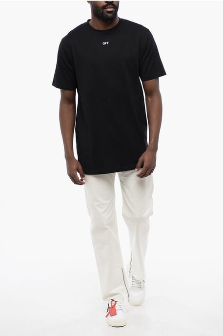 Katoenen ARROW T-shirt met ronde hals in zwart - Image 4