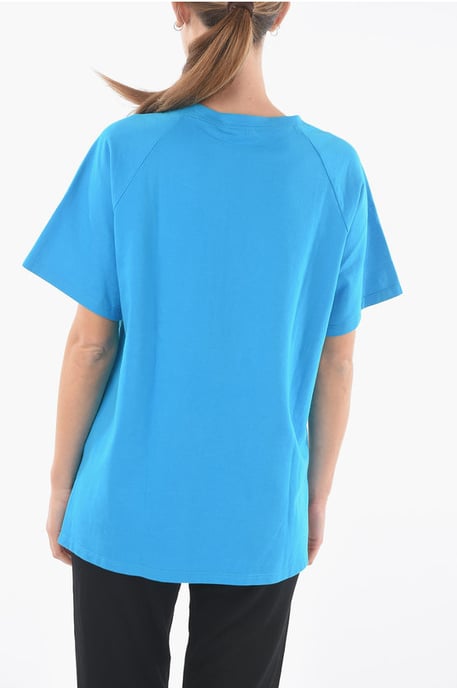 Crew-Neck Maxi Tshirt with Patch Monogram in Blue - Image 2