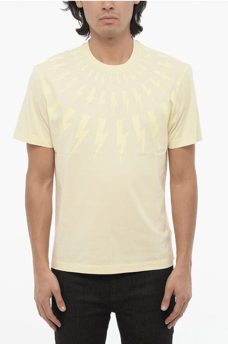 Slim fit FAIRISLE THUNDERBOLT rundhalsad t-shirt med topp i gult - Image 1