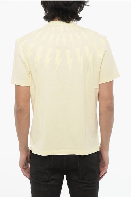 Slim fit FAIRISLE THUNDERBOLT rundhalsad t-shirt med topp i gult - Image 2