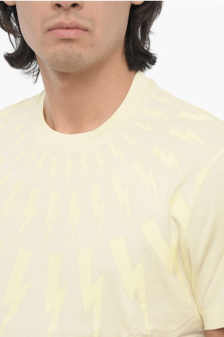 Slim fit FAIRISLE THUNDERBOLT rundhalsad t-shirt med topp i gult - Image 3