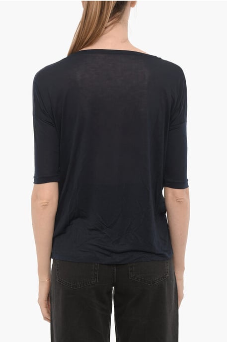 Solid Color Oversized Crew-neck T-shirt in Blue - Image 2