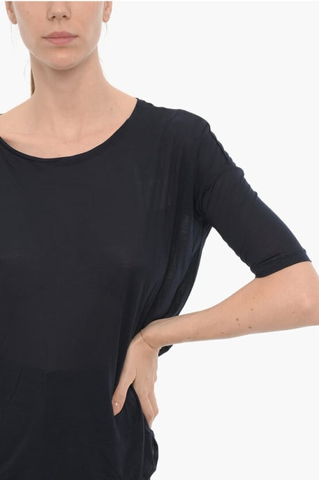 Solid Color Oversized Crew-neck T-shirt in Blue - Image 3