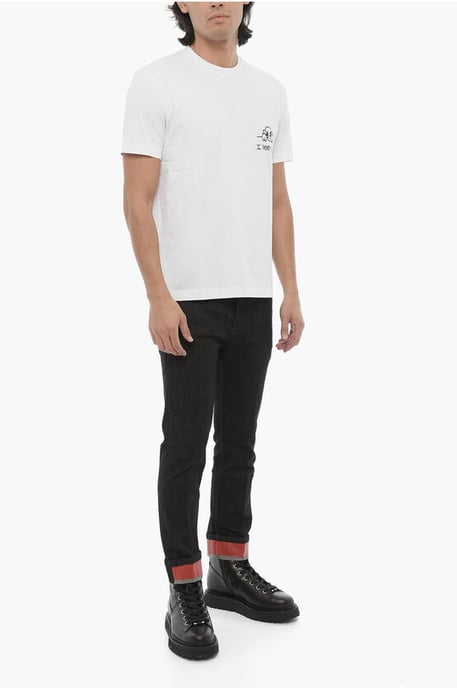 Vit t-shirt med rund hals och smal passform i bomull, I SEE YOU - Image 4