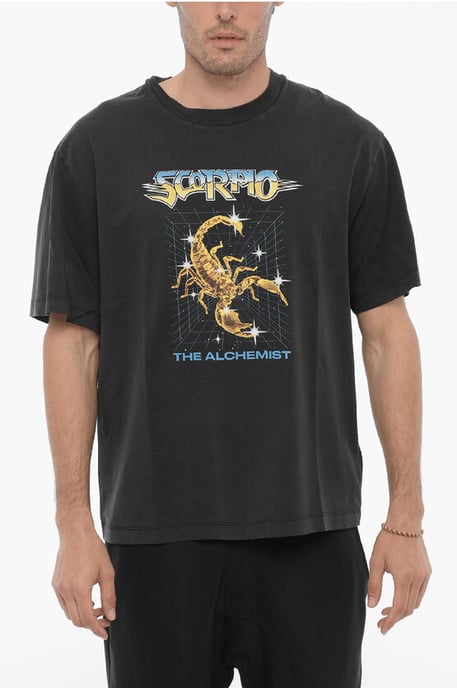 Bedrukt SCORPIO THE ALCHEMIST T-shirt met ronde hals in grijs - Image 1