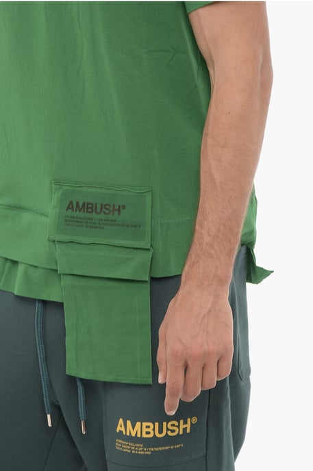 Solid Color AMAZON SEA FOAM Crew-neck T-Shirt with Waist Poc in Green - Image 3
