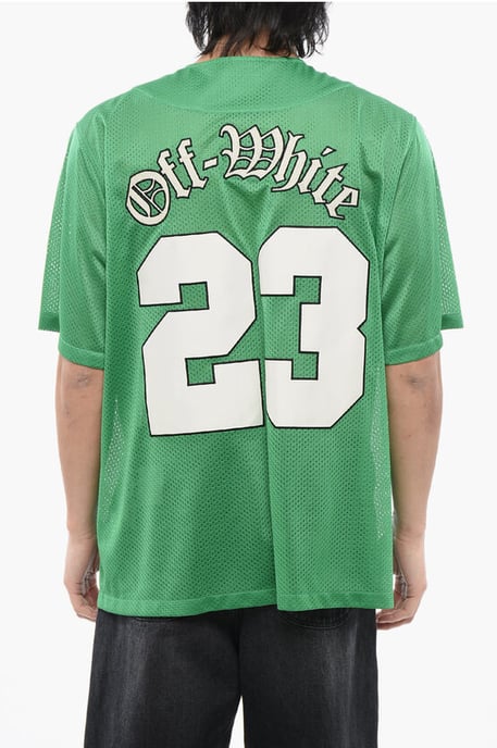 Embroidered Baseball Mesh T-Shirt in Green - Image 2