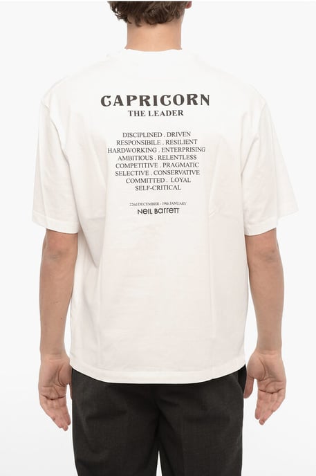 Printed CAPRICORN THE LEADER Crew-neck T-Shirt in White - Image 2