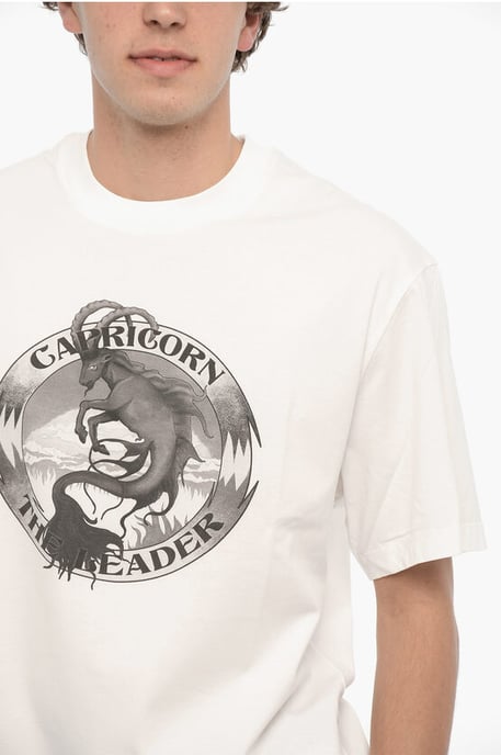 Printed CAPRICORN THE LEADER Crew-neck T-Shirt in White - Image 3