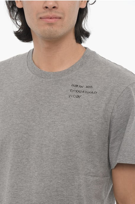 Slim Fit HUMAN WITH EXTRAORDINARY VISION Crew-neck T-Shirt in Gray - Image 3