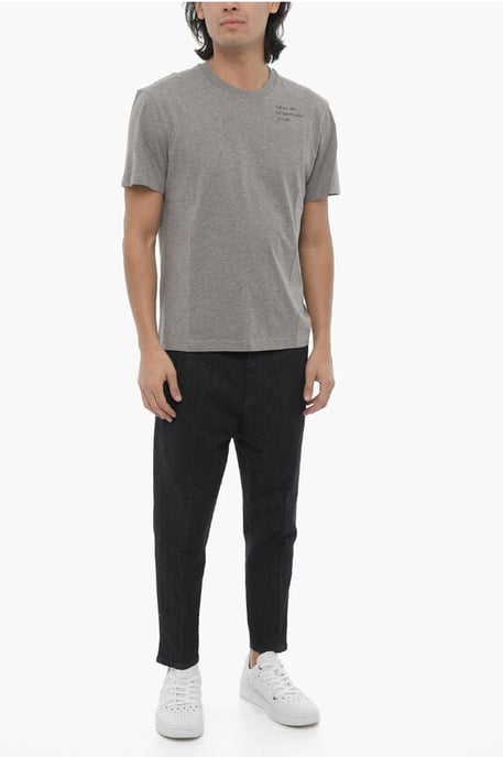 Slim Fit HUMAN WITH EXTRAORDINARY VISION Crew-neck T-Shirt in Gray - Image 4