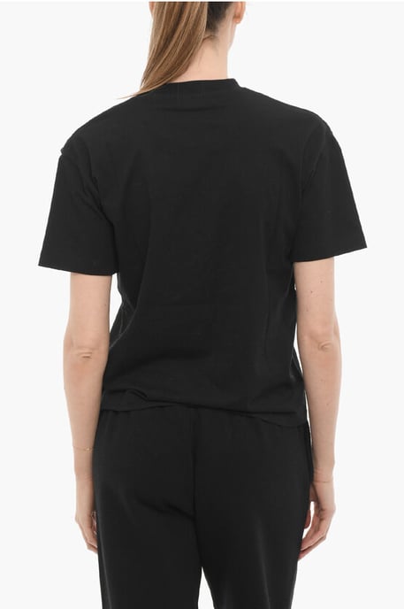 Solid Color Crew-neck T-Shirt in Black - Image 2