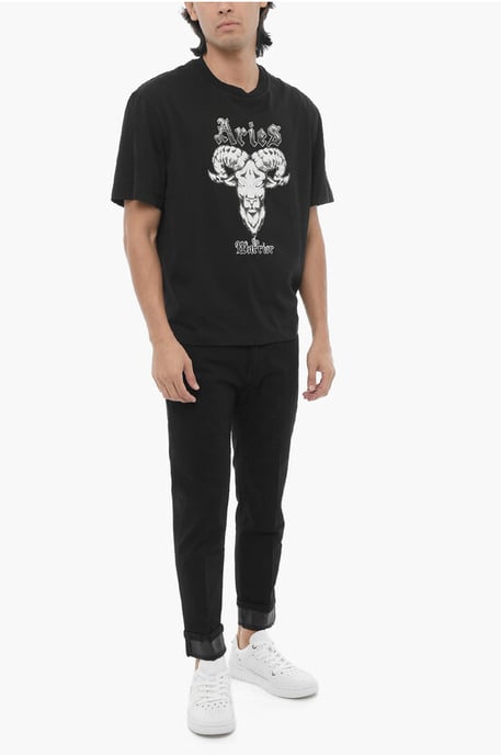 Svart t-shirt med smal passform och ROCK BAND ZODIAC ARIES - Image 4