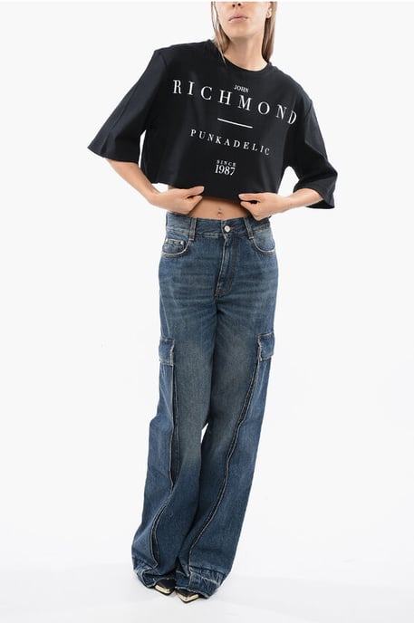 Svart, kort GENYA-t-shirt med överdimensionerad passform - Image 4