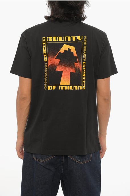Cotton Crew-neck T-shirt in Black - Image 2
