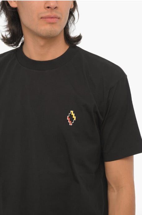 Cotton Crew-neck T-shirt in Black - Image 3