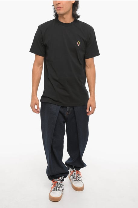 Cotton Crew-neck T-shirt in Black - Image 4