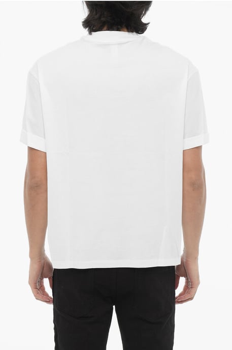Solid Color Easy Fit Crew-neck T-Shirt in White - Image 2