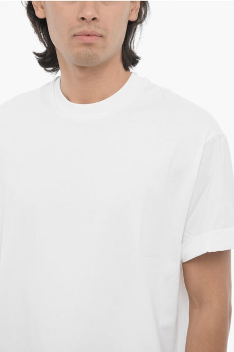 Solid Color Easy Fit Crew-neck T-Shirt in White - Image 3