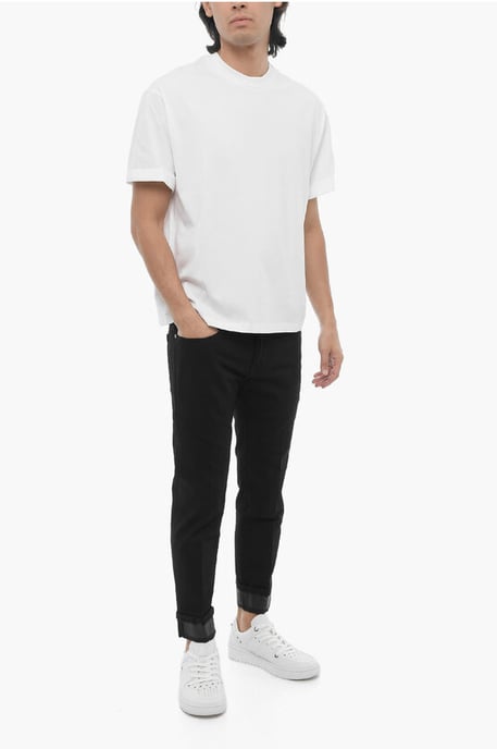 Solid Color Easy Fit Crew-neck T-Shirt in White - Image 4