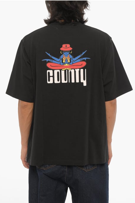 Printed DISCO GOD Crew-neck T-Shirt in Black - Image 2