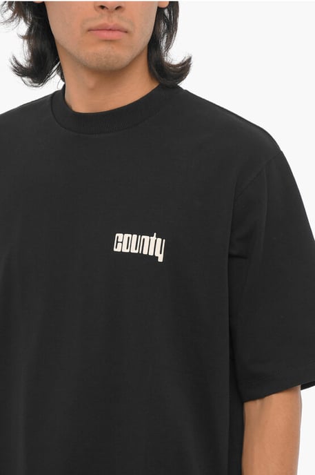 Printed DISCO GOD Crew-neck T-Shirt in Black - Image 3