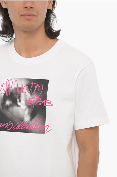 Off-White Tornado Type Slim Fit Vit T-shirt - Image 3