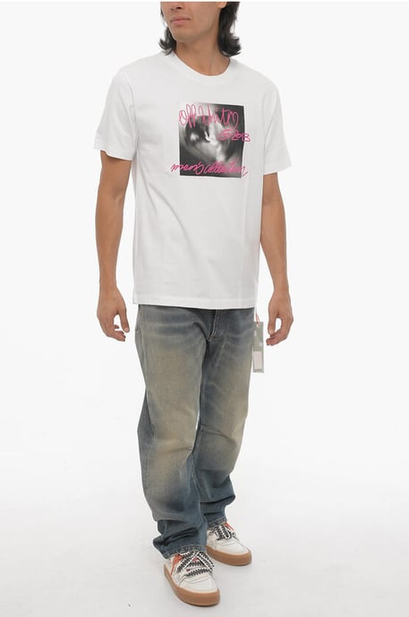 Off-White Tornado Type Slim Fit Vit T-shirt - Image 4