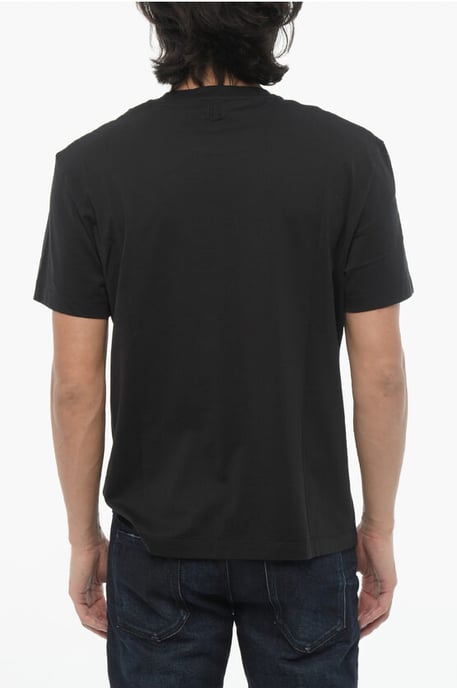 Cotton FOR YOU Crew-Neck T-hirt with Contrast Print in Black - Image 2