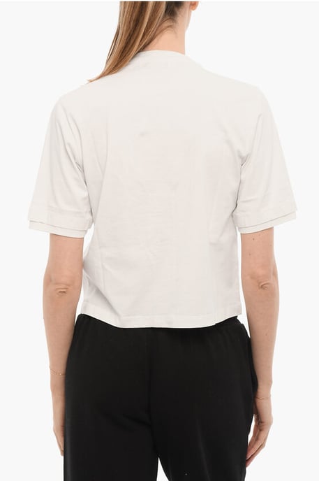 Solid Color STOPPERS Crew-neck T-Shirt with Removable Chain in White - Image 2