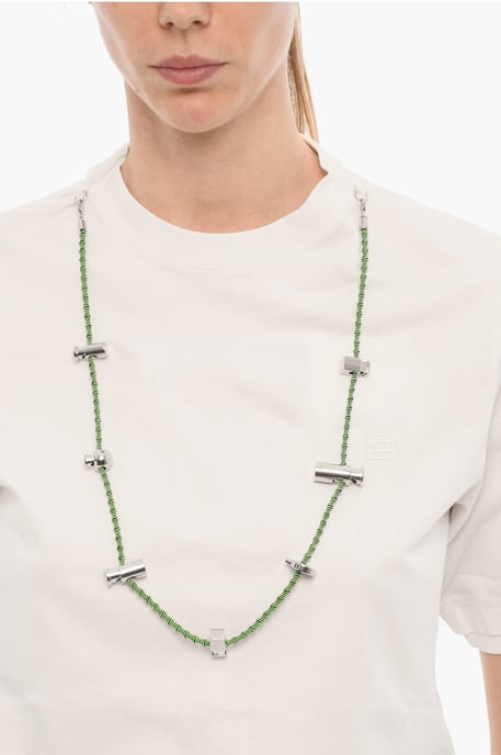Solid Color STOPPERS Crew-neck T-Shirt with Removable Chain in White - Image 3