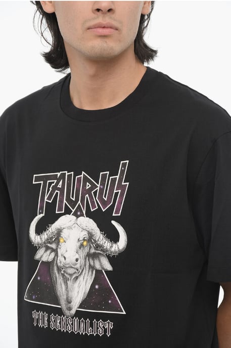 Svart t-shirt med rund hals och smal passform och tryck från ROCK BAND ZODIAC TAURUS - Image 3