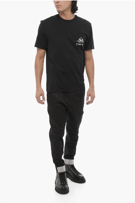 Svart t-shirt med rund hals och smal passform i bomull med texten "I SEE YOU" - Image 4