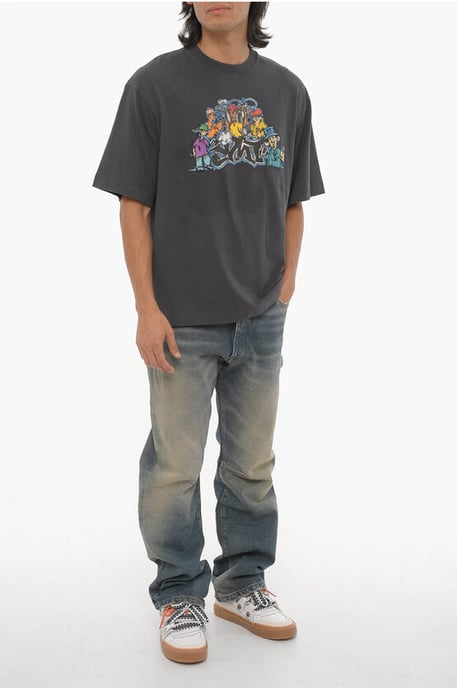 SEIZOENSGEBONDEN T-shirt met ronde hals en graffitiprint in grijs - Image 4