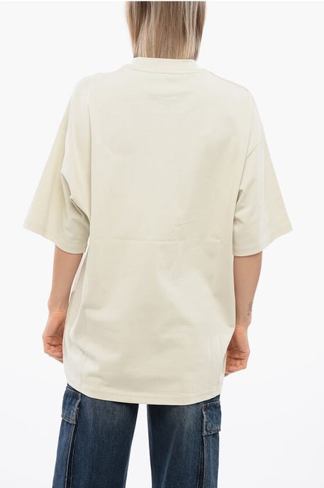 PELAC – Beige överdimensionerad t-shirt med kontrasterande tryck - Image 2