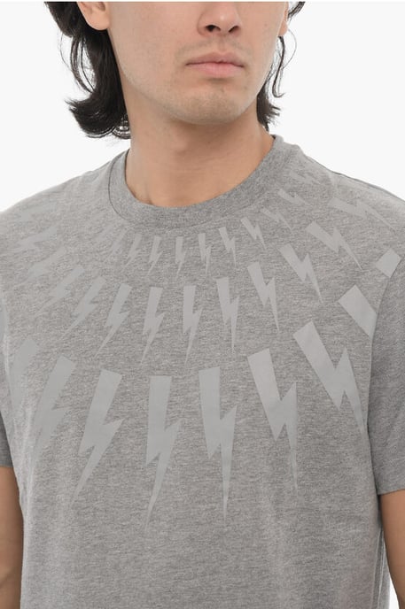 Slim fit FAIRISLE THUNDERBOLT T-shirt i grått - Image 3