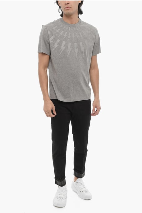 Slim fit FAIRISLE THUNDERBOLT T-shirt i grått - Image 4