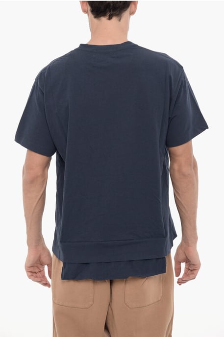 Effen T-shirt met ronde hals en taillezak in blauw - Image 2