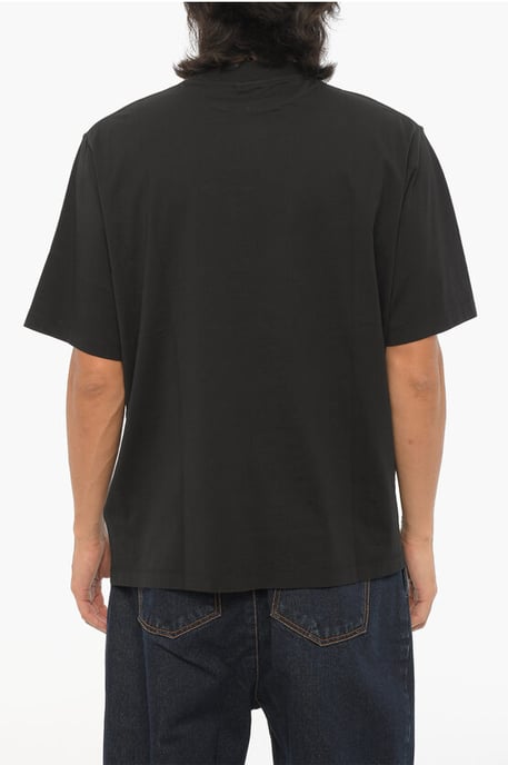 Solid Color OPTICAL CROSS Crew-neck T-Shirt in Black - Image 2