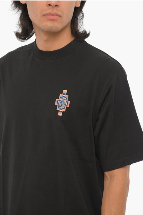 Solid Color OPTICAL CROSS Crew-neck T-Shirt in Black - Image 3