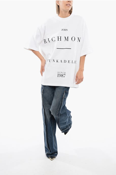 PELAC Oversized T-shirt with Contrasting Print in White - Image 4